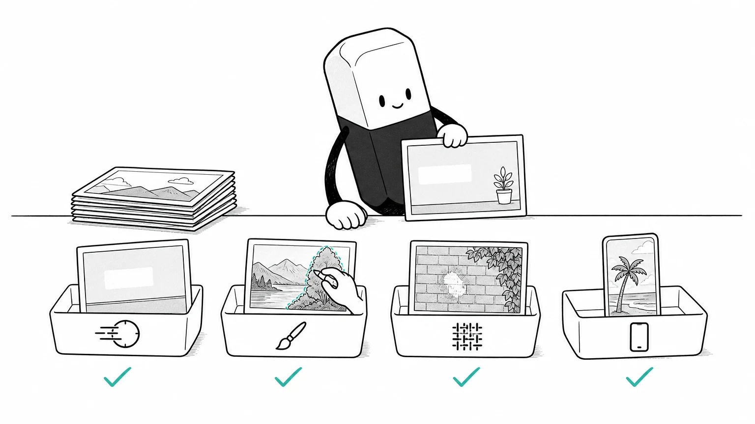Sorting image text removal situations by the best cleanup method