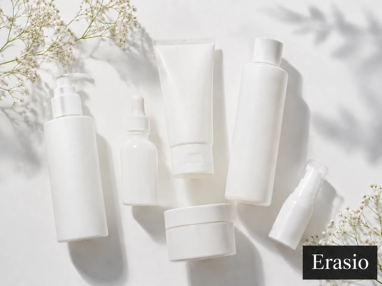 Skincare product photo with a bottom-right Erasio supplier logo watermark